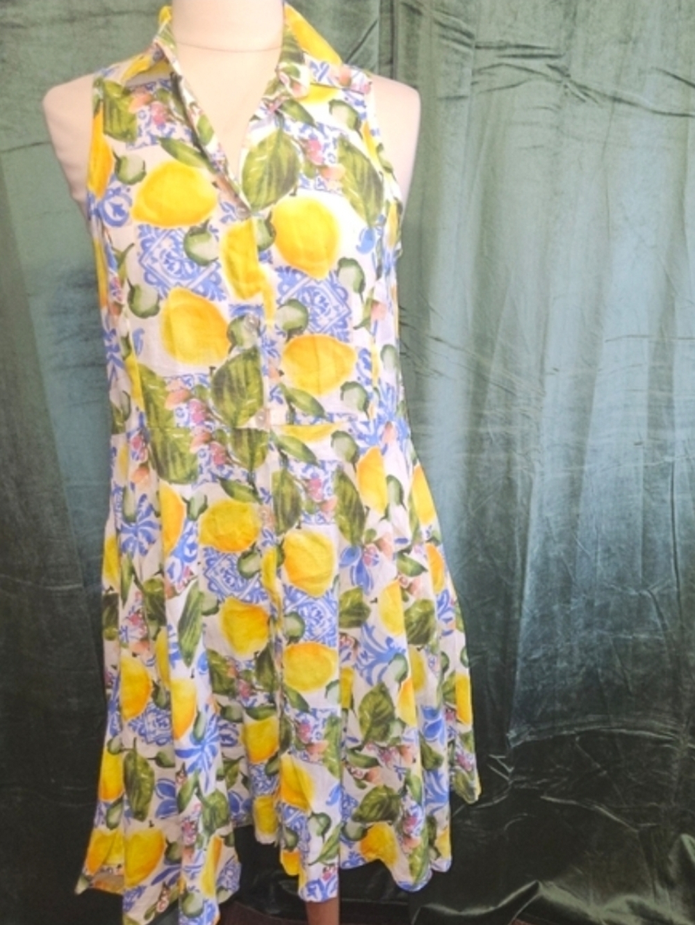 Stella Moda Linen Lemon Sleeveless Dress